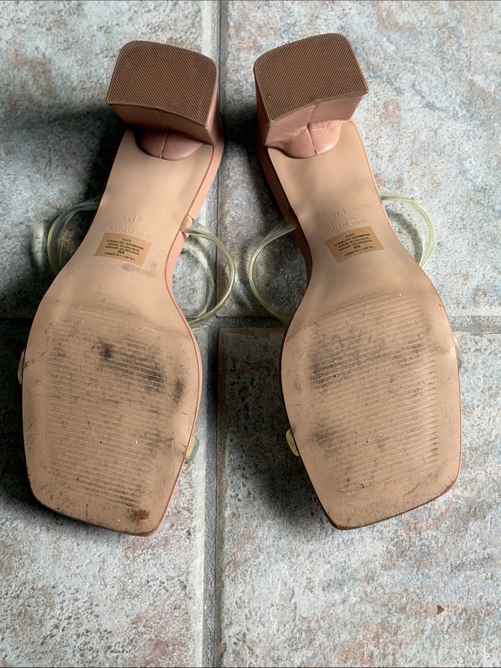 Steve Madden Lilah Heeled Sandal in Nude with Clear Straps - Picture 5 of 5